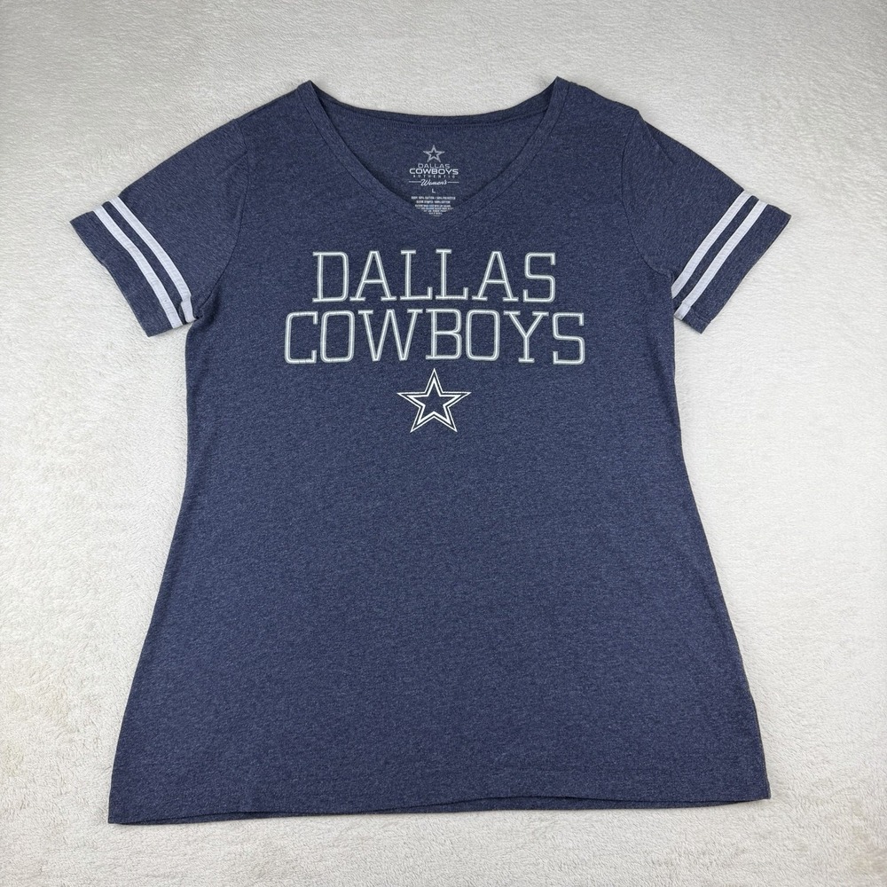 Dallas Cowboys Authentic Women's Size Large Heathered Blue T-Shirt NFL